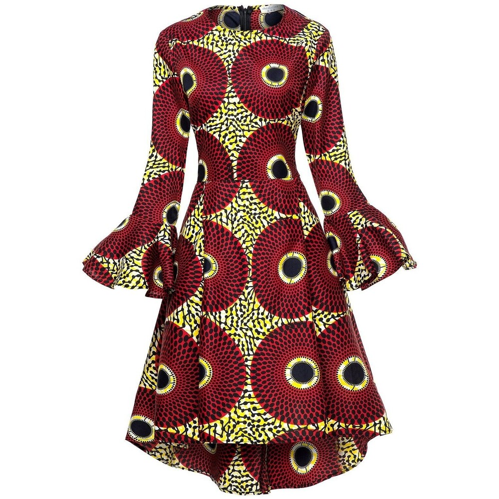 Shenbolen Ankara African Print Fall Winter Long Sleeve Dress Size XL